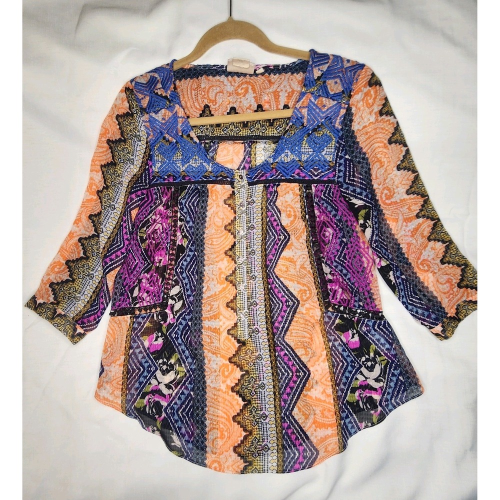 Anthropologie Vanessa Virginia Sz 10 Embroidered Peasant Top Blouse Boho Artsy